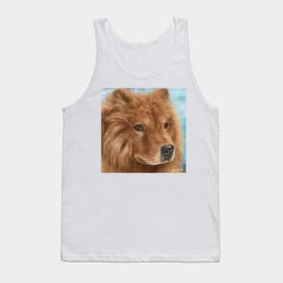 Painting of a Fluffy Brown Chow Chow Dog Tank Top
